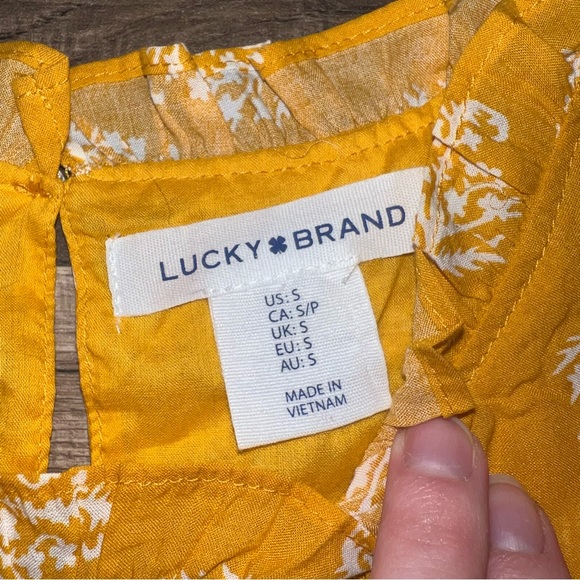 Lucky Brand Women’s Yellow Boho Printed Summer Sun Tea Dress Cocktail Dress - Picture 3 of 4